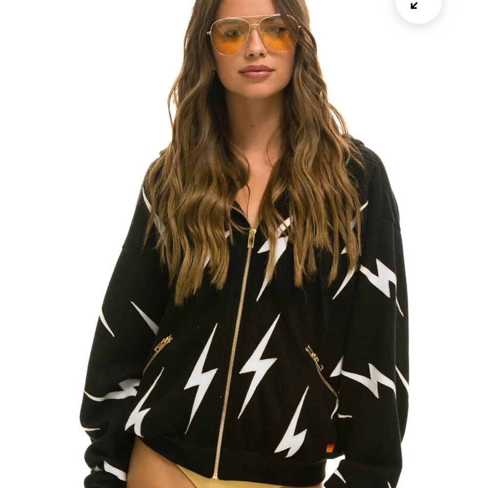 Aviator Nation Black Bolt Stitch Zip Hoodie